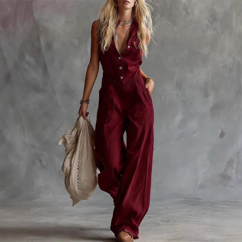 Women's Solid Color Long Romper