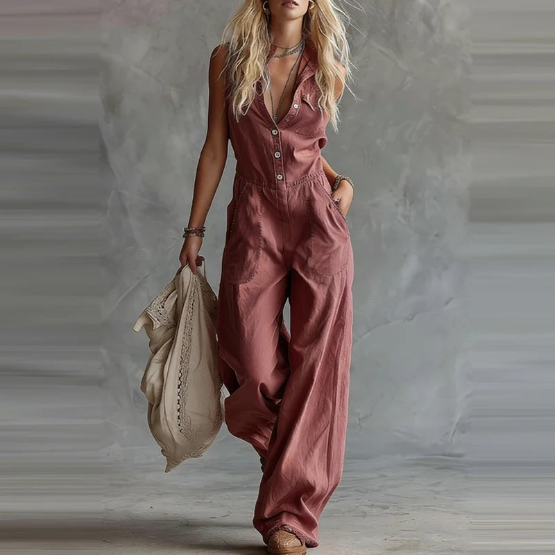 Women's Solid Color Long Romper