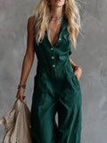 Women's Solid Color Long Romper